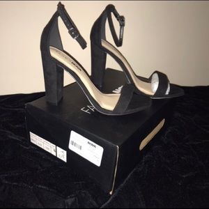 Fashion Nova Black Suede Block Heel Sandals
